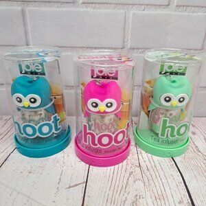 Hoot OWL Tea Infuser For Loose Tea BY Joie Blue Green Pink, Lot Of 3 NIB